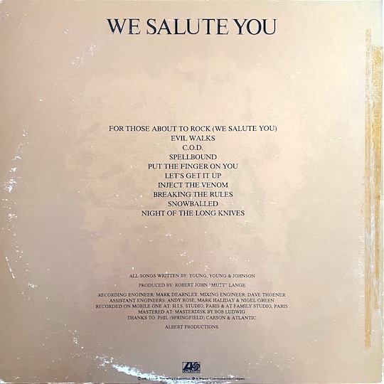 AC/DC – For Those About To Rock (We Salute You)