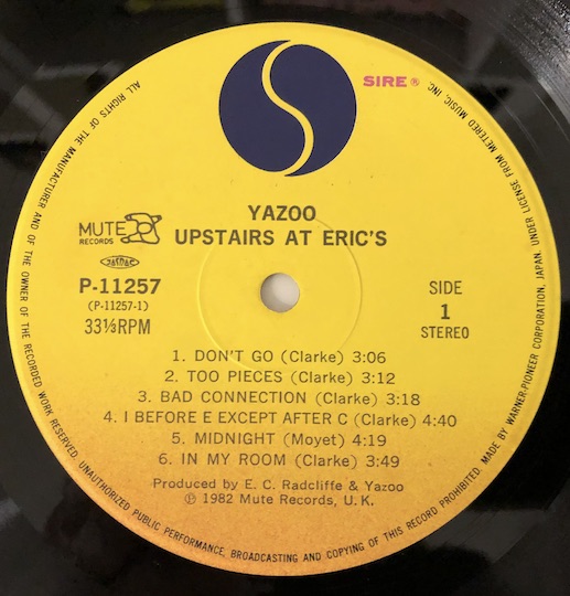 Yazoo – Upstairs At Eric's
