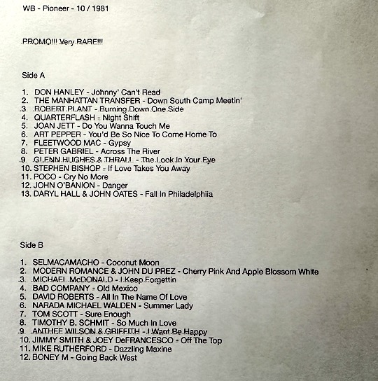 Various - Warner Pioneer - Western Music (PS) Comprehensive Listening Edition 1981 - PROMO!!!
