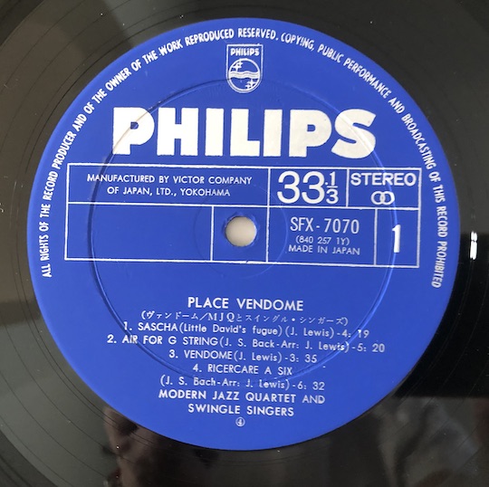 The Swingle Singers* / The Modern Jazz Quartet – Place Vendôme
