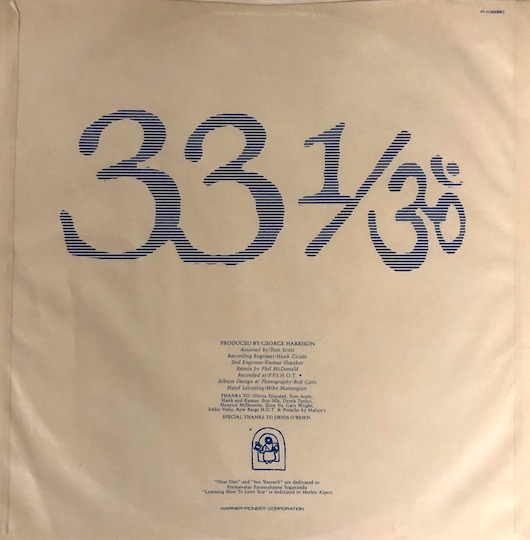 George Harrison – Thirty Three & 1/3