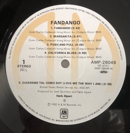 Herb Alpert ‎– Fandango